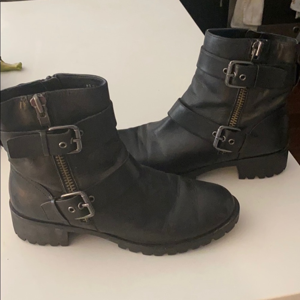 Black leather boots